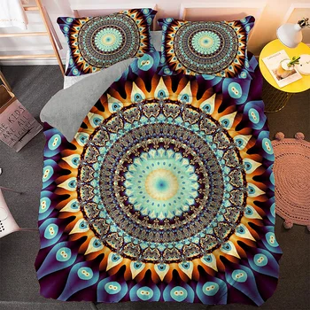 3D Mandala posteľná bielizeň Sady Indickej Perinu Nastaviť Cumlík Zahŕňa Mäkké Textílie Twin Plný Kráľ, Kráľovná Veľkosť