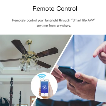 Tuya WiFi Smart Stropný Ventilátor Svetlo Lampy vypínač Inteligentný Život APP Remote Rôzne Rýchlosti Ovládanie Práce s Alexa Echo Domovská stránka Google