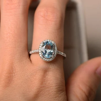 Elegantné Svadobné Prstene pre Ženy móda 925 Sterling Silver Šperky Oválne Crystal Zapojenie Návrh Krúžok Kapela Príslušenstvo
