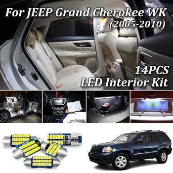 14Pcs Biela bez Chýb Canbus Na Jeep Grand Cherokee WK Interiérové LED Dome Mapu Svetlo + špz na Čítanie Súprava (2005-2010)