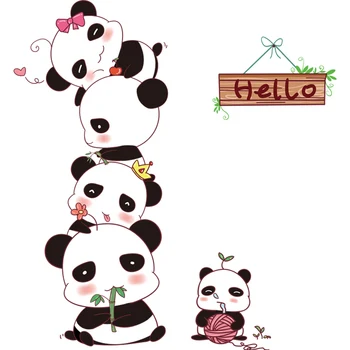 [shijuekongjian] Black Pandy Samolepky na Stenu DIY Zvierat Stenu Kotúča, pre Deti Detská Izba Spálňa, Domu, Škôlky, Dvere Dekorácie