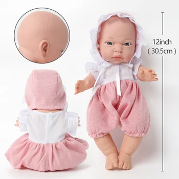12 palcový bebe reborn bábiky novorodenca fľaša oblečenie nastaviť hračka pre deti 30.5 cm Simulácia mäkké Plné telo vodotesný Silikónový bábiky