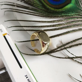 LouLeur 925 sterling silver lesklý námestie žena prstene zlato 925 silver jednoduché, elegantné Nordic štýl nového roku 2019 priateľstvo šperky