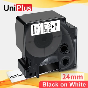 UniPlus 53713 Čierna na Bielej 24 mm Štítok Pásky, Kompatibilné Dymo Pásky D1 Label Maker pre Dymo Label Printer Labeller LW450 LM500TS