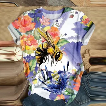 2020 Plus Veľkosť Ženy Krátky Rukáv 3d Zvierat Tlačené O-krku Topy Tričko T-shirt Topy Harajuku Žena Tshirts Camiseta Mujer топ