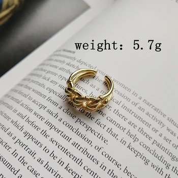 925 sterling silver priemysel vietor otvoriť prstene zlato módne Nepravidelný twist crud reťaze nastaviteľné prstene pre ženy, jemné šperky