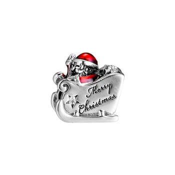 Veselé Vianoce Fit Originálne Náramky, Prívesky 925 Sterling Silver Sánkovanie Santa Korálky pre Šperky, Takže Berloque Podpora