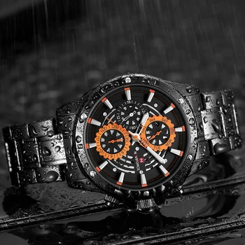 Pôvodné NAVIFORCE Multifunkčné náramkové hodinky Quartz Mužov Športové Hodinky Vodotesné Plné Ocele Obchodné Hodiny Relogio Masculino