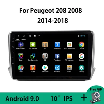 Android 9.0 Auto Rádio Multimediálny Prehrávač Videa Pre Peugeot 208 2008-2018 Podporu SWC FM Split Screen Zrkadlo Odkaz Carplay BT