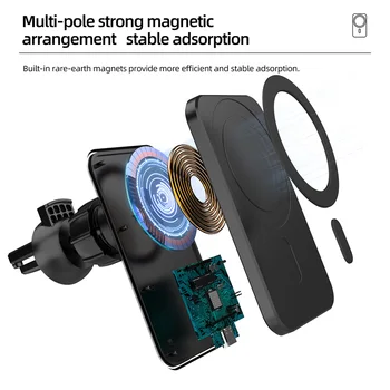 15W Rýchlo Magnetické Bezdrôtová Nabíjačka Pre IPhone 12 Pro Max Auto Držiaka Telefónu Bezdrôtovú Nabíjačku Mount Stojan Nabíjacej Stanice Qi Rýchlo