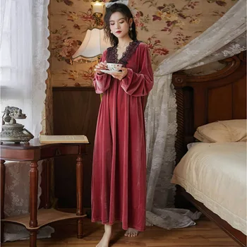 Wasteheart Zimné Ženy Móda Červená Modrá Sexy Sleepwear Nightdress Odev Oblečenie Pre Voľný Čas Luxusné Nightgown Žena Pleuche Plus Veľkosť