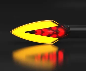 1 Pár 12V Dual Farebné LED Motocykel Zase Signálne Svetlá Šípku tvar Žltá + Červená