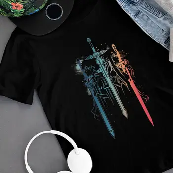 Sword Art Online Tričko Sword Art Duo T-Shirt Plus veľkosť Krátke Rukávy T-Shirt Muž 100 Bavlna Tričko Tlač