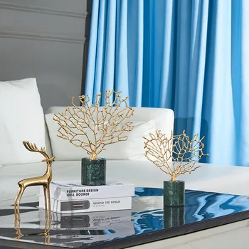 Nordic Zlaté Coral Obývacia Izba Dekorácie Svetla Luxusné Kovové Domáce Dekorácie Remesiel Model Miestnosti Vstup Kabinetu Dekorácie