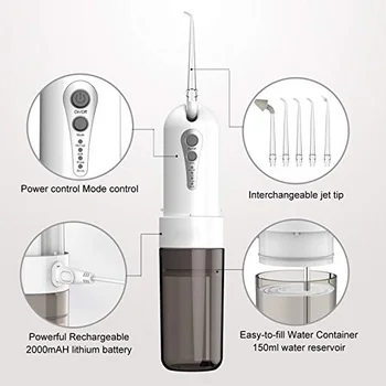 4 Režimy Prenosných Bezdrôtových Elektrický Prúd Vody Vybrať Zubná Flosser Ústne Irigátor Zuby, Nos Zub Umývanie Čistenie Nabíjateľná