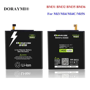 DORAYMI BM31 BM32 BM35 BM36 Batérie pre Xiao Mi 3 4 4C 5S Mi3 Mi4 Mi4C Mi5S Mobil Batérie Lítium-Polymérová Bateria