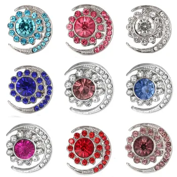 5 ks/veľa Crystal Drahokamu Snap Mesiac, Slnko, Kvety Kovové Zaskočí Tlačidlo Pre 18 mm Modul Náramok Hodiniek Ženy Ženy DIY Šperky