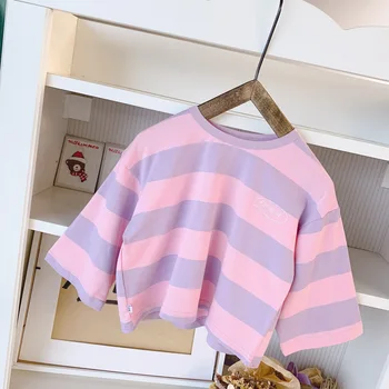Bežné deti jarné oblečenie 2020 baby girl bavlna pruhované tričko s dlhým rukávom deti chlapci T košele a blúzky deti oblečenie