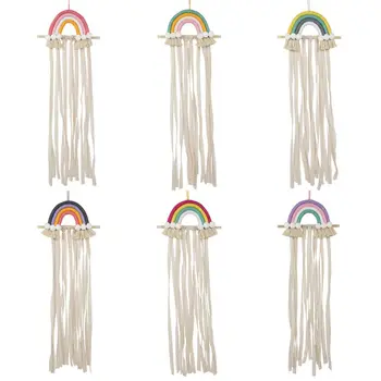 Tkané Rainbow Deti Vlasy Luky Skladovanie Pás Dievčatá Vlasy Klip Barrette Visí Organizátor Pásy Vlásenky Hairband Držiteľ