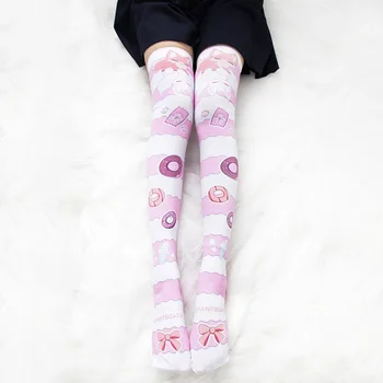 Pančuchy Pančuchy Japonskej Školáčky Anime Cosplay Roztomilý Tlač Ponožky pre Ženy, Mladé Dievča, hranie Rolí Kolená Vysoké Ponožky Médiá