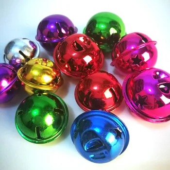 30 KS Pokovovanie Farba Bell DIY Vianočné Pentagram Otvor Pet Kolo Bell Ornament Bell Vianočné Ozdoby