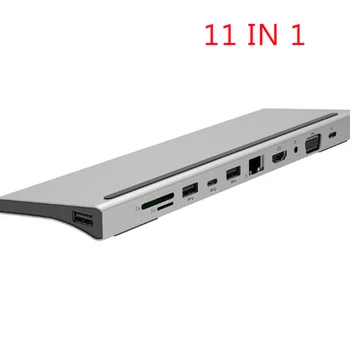 11 v 1 USB Typu C Hub Notebook Adaptér Dokovacej Stanice, HDMI, VGA RJ45 PD Pre MacBook HP, Lenovo Povrchu Kompatibilné Thunderbolt 3