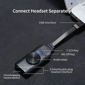 GS3 Virtuálny 7.1 Kanálové Zvukové Karty Adaptéra USB Audio 3,5 mm Slúchadlá pre PC Desktop, Notebook l29k drop