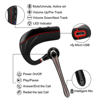 Bluetooth Headset B1 Bezdrôtové Slúchadlá Stereo HandsFree Zníženie Hluku Bluetooth Slúchadlá pre Jazdu pre iPhone a Android