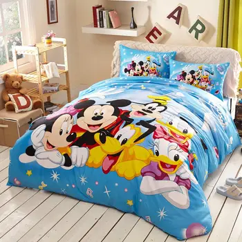 Mickey minnie mouse posteľná bielizeň nastaviť Egyptskej bavlny posteľná bielizeň pre deti bytový textil twin plný kráľovná kráľ veľkosť obliečky list