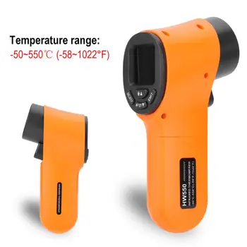 LCD Infračervený Teplomer Non-Kontakt Laser-Bod Priemyselné Pyrometer Teplota Nástroj 50~550℃ -58~1022℉ HW550