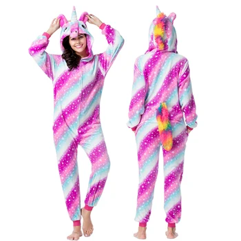 Nastaviť kigurumi Zvieratá Jednorožec Pyžamo Deti Flanelové Panda Pijamas dospelí Muži, Ženy, Pyžamá Nastaviť Chlapci Dievčatá Sleepwear Onesies Oblečenie