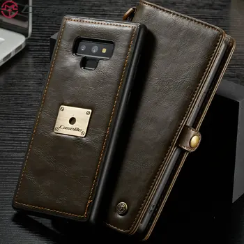 CaseMe Peňaženky puzdro Pre Samsung Galaxy Note 9 s Zápästie Bezdrôtové Nabíjanie Magnetické 2 v 1 Flip Kabelku Odnímateľný Telefón Prípade