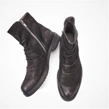 Madingxue mužskej kože hrubé dno British retro dizajnér topánky vysoké kožené topánky
