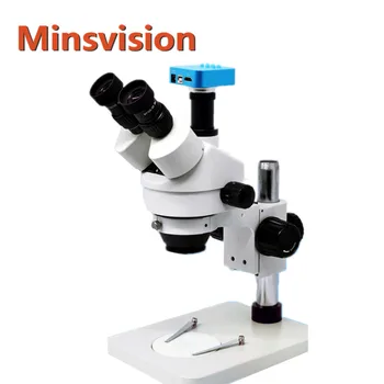 Minsvision 7X-45X Trinocular Stereo Zoom Mikroskopom 16MP Fotoaparát, HDMI TF Karty Skladovanie 60 pc Mikroskop Svetelný Krúžok