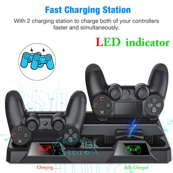 PS4/Pro/Slim Konzoly Chladiaci Ventilátor Stojan Gamepad Nabíjacej Stanice Hry Disky Úložný priestor pre Play Station PS 4 Príslušenstvo
