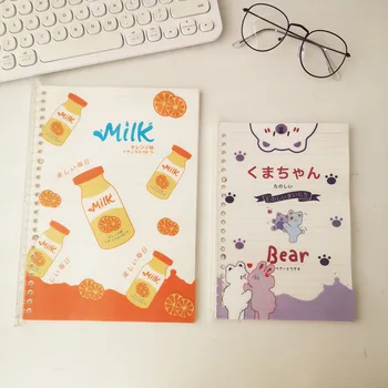 SKYSOINC A5/B5 Krúžok Notebooky Kórea Dizajn Medveď Yakult Mlieko Ovocie Loose-Leaf Notebook Jaurnal Kawaii Mliečne Školy Grafické efekty