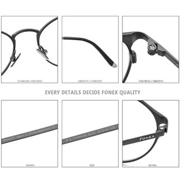 FONEX Čistého Titánu Okuliare Mužov Vintage Kolo Značky Dizajnér Okuliare Rám Ženy Klasické Optické Predpis Okuliarov, 8501