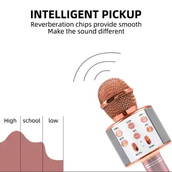 Bluetooth mikrofón pre karaoke, bezdrôtový mikrofón, WS 858, ručný mikrofón, bezdrôtový reproduktor, nahrávanie