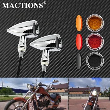 Motocykel VIEDOL Zase Signál Bullet Blinker Orange a Červený Indikátor, Svetlá Šedá/Oranžová/Červená Objektív 10 mm Vintage Chrome Pre Harley