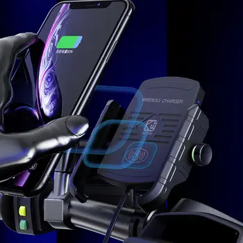 12V Motocykel Telefón Qi Rýchle Nabíjanie Bezdrôtová Nabíjačka, Držiak Držiak Mount Stojan pre iPhone Xs MAX XR X 8 Samsung Huawei Xiao