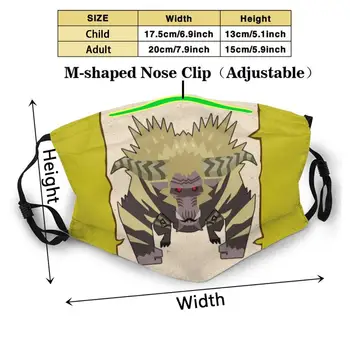 Zúrivý Rajang Quest Opakovane Masku Na Tvár Umývateľný Vonkajší Nos, Ústa Kryt Unisex Móda Pre Mužov, Ženy, Deti Monster Hunter