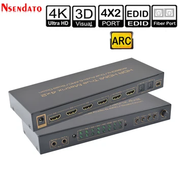 4K*2K 60Hz HDR HDMI Pravda Matice 4X2 Audio Extractor Prepínač Pre Dolby ARC SPDIF EDID 4 V 2 Out HDMI Prevodník Switcher Splitter