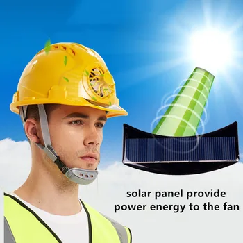 Solárne Napájanie Ventilátora Prilba Odolné Vonkajšie Bezpečnosti práce ABS Materiál Tvrdý Klobúk Stavebné Pracovisku Údržba Ochranných Spp