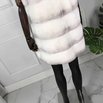 Králik kožušiny vesta skutočné prírodné kožušiny bez rukávov S kapucňou králik kožušinový kabát Nové módy v roku 2019