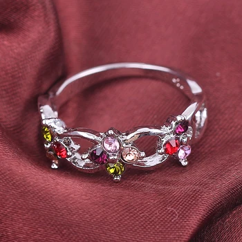 Veľkoobchod 10Pcs Bague Femme Kvety Prst Krúžky Olivový Zeleného Kameňa Crystal Krúžok Módne Šperky pre Ženy Anillos Dávnych 5-10