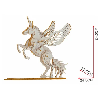 DIY arts a 3D Pegasus Ručne vyrábané Drevené Remeselné hračky Strany Umenie Puzzle Model Dekorácie pre deti, dieťa Hračku Narodeniny Najlepší Darček