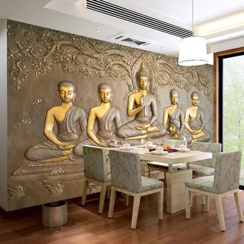 Vlastné Foto Tapety na Stenu nástenné Maľby 3D Zlaté Sochy Budhu Nástenné Maľby Obývacej Miestnosti študovňa Pozadí Dekor Abstraktných De Parede