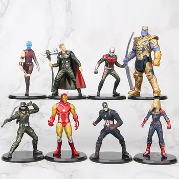 8pcs/set Marvel Avengers: Koncovka Thanos Thor Ironman Captain Marvel Antman Obrázok Model Hračky