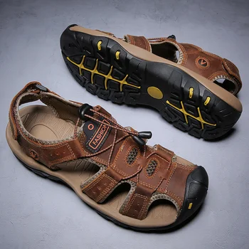 Pánske Sandále Originálne Kožené Sandále Muž Cowhide Rímske Sandále Lete Muž Pohodlné Muži Ležérne Topánky Plážové Sandále 38-48