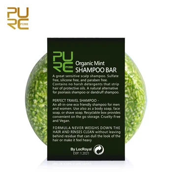 2 KS PURC Organické Prírodné Mint Šampón Bar mint ručné studenej spracované vlasy šampón žiadne chemické látky ani konzervanty 60 g